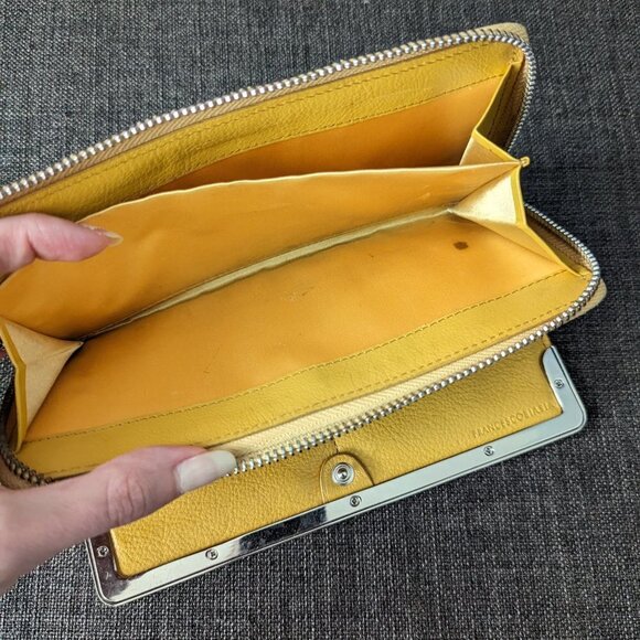 Francesco Biasia Yellow Snakeskin and Leather Wallet with Silver Toned Hardware - Picture 7 of 12